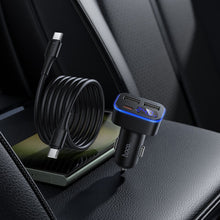 Заредете изображение във визуализатора на галерията – Car charger Hoco with LCD 2xUSB A + 1xUSB C PD QC3.0 42W Z63A black
