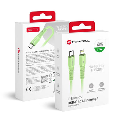 FORCELL F-ENERGY C346 cable Type C to Lightning PD 3A 27W Silicone 1 m green