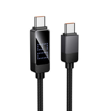 Заредете изображение във визуализатора на галерията – Cable USB C to USB C Hoco 3A 60W with Dpot Matrix LCD 1 m U154 black
