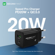 Заредете изображение във визуализатора на галерията – Amazing Thing Wall charger Speed Pro EUPD20WB - USB + Type C - QC 3.0 PD 20W 3A black
