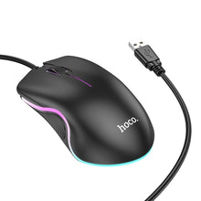 Заредете изображение във визуализатора на галерията – HOCO wire computer mouse USB A 1000 DPI with flashing GM19 black
