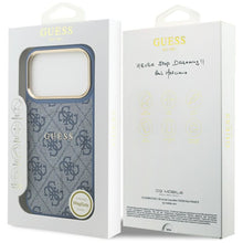 Заредете изображение във визуализатора на галерията – GUESS case for IPHONE 17 Pro compatible with MagSafe GUHMP17LP4MSEGCB (PU 4G W/ Classic) blue
