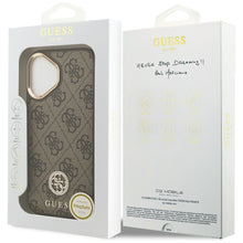 Заредете изображение във визуализатора на галерията – GUESS case for IPHONE 17 compatible with MagSafe GUHMP17SP4GRMDEW (PU W/ 4G Strass Logo) brown
