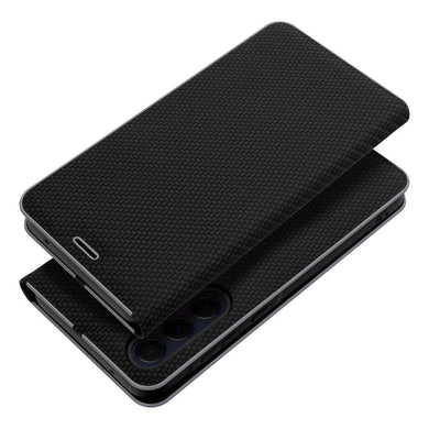 Калъф тип книга LUNA Carbon Xiaomi Redmi 13C / POCO C65 черен