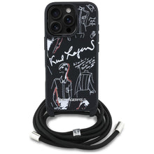Заредете изображение във визуализатора на галерията – KARL LAGERFELD case for IPHONE 16 PRO MAX KLHCP16XPGGRMPCK compatible with MagSafe (CRSSBY Grained PU W/ Pattern &amp; Logo) black
