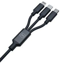 Заредете изображение във визуализатора на галерията – 3mk Hyper Cable 3in1 USB-A - USB-C / USB-C - micro USB - Lightning 1.5m - black
