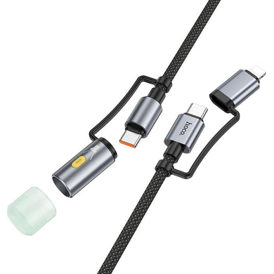 HOCO cable All-in-one Type C / Lightning to Type C / LED Light PD 3A 60W U138 1,2 m black