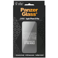 Заредете изображение във визуализатора на галерията – PanzerGlass Ceramic Protection ceramic glass for iPhone 15 Plus with positioner
