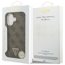 Заредете изображение във визуализатора на галерията – GUESS case for IPHONE 17 compatible with MagSafe GUHMP17SP4GTDGMW (4G PU W/ Triangle Logo) gold brown
