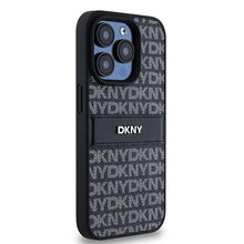 Заредете изображение във визуализатора на галерията – Original Case DKNY hardcase Leather Mono Stripe &amp; Metal Logo DKHCP15XPRTHSLK for Iphone 15 Pro Max black
