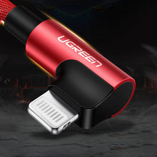 Заредете изображение във визуализатора на галерията – Ugreen US299 60555 angled Lightning / USB-A MFi cable 2.4A 1m - red
