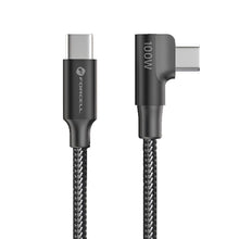 Заредете изображение във визуализатора на галерията – Cable USB C to USB C Forcell F-Energy QC4.0 PD 3A 60W Cafule 90° 1,2 m CC-1Deg black
