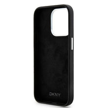 Заредете изображение във визуализатора на галерията – DKNY case for IPHONE 15 Pro compatible with MagSafe DKHMP15LSMCHLK (DKNY HC MagSafe Silicone W/Horizontal Metal Logo) black
