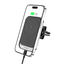 Заредете изображение във визуализатора на галерията – Tech-Protect CW19 magnetic car MagSafe holder with 15W inductive charger for air vent - black
