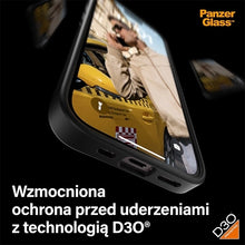 Заредете изображение във визуализатора на галерията – Military Grade Certified PanzerGlass ClearCase iPhone 15 Case - Transparent &amp; Black
