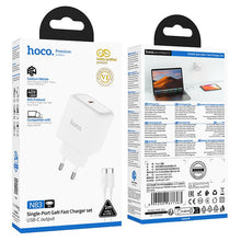 Заредете изображение във визуализатора на галерията – Phone GaN charger Hoco USB C PD AVS 40W max 60W with USB C to USB C cable N83 white
