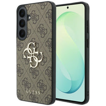 Заредете изображение във визуализатора на галерията – GUESS case for SAMSUNG S26 FE (Leather 4G Metal Logo) brown
