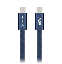 Заредете изображение във визуализатора на галерията – Cable USB C to USB C Forcell F-Energy QC4.0 PD 3A 60W Cafule Color 1,2 m ACYH23 dark blue
