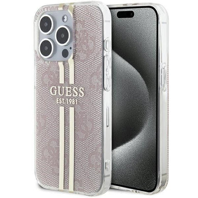 Оригинален гръб GUESS за IPHONE 14 Pro Max GUHCP14XH4PSEGP (4G златист Stripe) розов