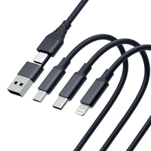 Заредете изображение във визуализатора на галерията – 3mk Hyper Cable 3in1 USB-A - USB-C / USB-C - micro USB - Lightning 1.5m - black
