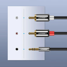 Заредете изображение във визуализатора на галерията – Ugreen AV116 10749 audio mini jack cable 3.5 mm (male) / 2RCA (male) 1m - black
