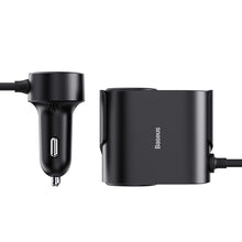 Заредете изображение във визуализатора на галерията – Baseus High Efficiency Pro 2x cigarette lighter socket adapter with USB-A USB-C 30W charger - black
