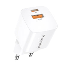 Заредете изображение във визуализатора на галерията – Wozinsky CMWCW 20W USB-C / USB-A wall charger - white
