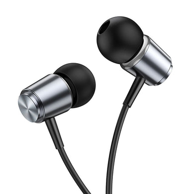 HOCO wire earphones Jack 3,5 mm with microphone M108 metal gray