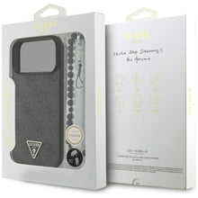 Заредете изображение във визуализатора на галерията – GUESS case for IPHONE 17 Pro Max compatible with MagSafe GUHMP17XP4TSDPPSK (4G PU W/ Strap Triangle Logo) black
