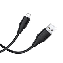 Заредете изображение във визуализатора на галерията – Silicone Cable USB A to Lightning Hoco 2,4A 1 m X124 black
