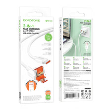 Заредете изображение във визуализатора на галерията – Borofone Cable BX102 Winner - USB + Type C to Type C - PD 60W 1 metre white
