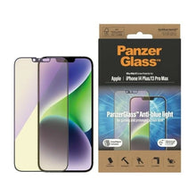 Заредете изображение във визуализатора на галерията – PanzerGlass Ultra-Wide Fit Antibacterial Tempered Glass with Blue Light Filter and Positioner for iPhone 14 Plus / 13 Pro Max
