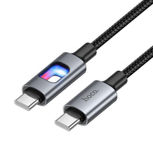 Заредете изображение във визуализатора на галерията – LED Cable USB C to USB C Hoco 3A 60W 1,2 m U144 black
