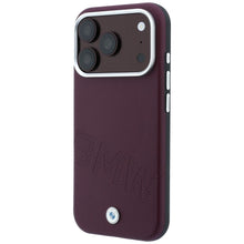 Заредете изображение във визуализатора на галерията – BMW case for IPHONE 18 Pro Max/17 Pro Max compatible with MagSafe (Sign Inclined Deboss Letters) burgundy

