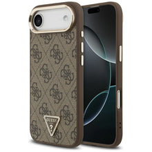 Заредете изображение във визуализатора на галерията – GUESS case for IPHONE 17 Air compatible with MagSafe GUHMP17MP4GTDGMW (4G PU W/ Triangle Logo) gold brown

