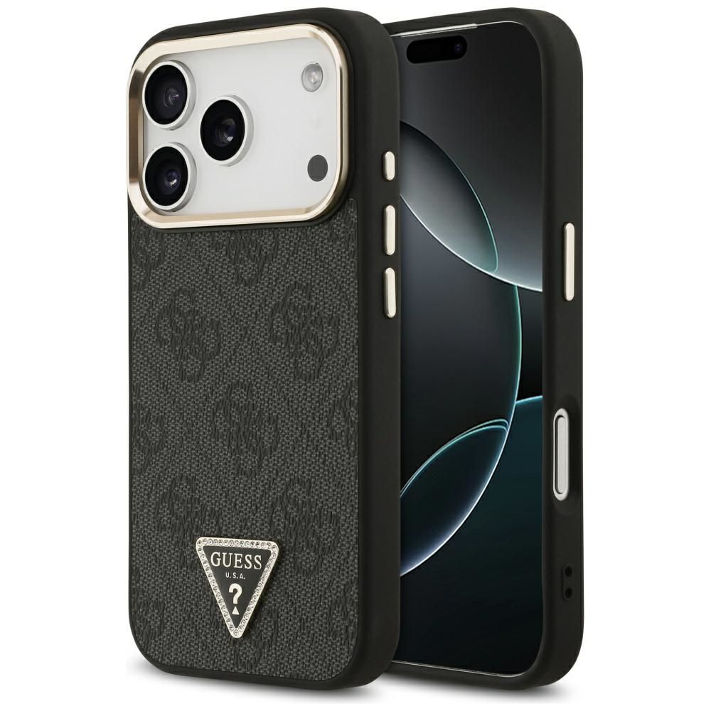 GUESS case for IPHONE 17 Pro compatible with MagSafe GUHMP17LP4GTDGMK (4G PU W/ Triangle Logo) gold black
