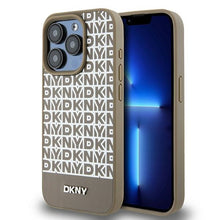 Заредете изображение във визуализатора на галерията – Original Case DKNY hardcase Leather Printed Pattern Metal Logo MagSafe DKHMP15XPSOSPW for Iphone 15 Pro Max brown
