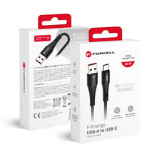 Заредете изображение във визуализатора на галерията – FORCELL F-ENERGY C342 cable USB A to Type C QC4.0 3A 66W Silicone 1 m black
