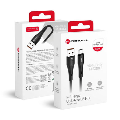 FORCELL F-ENERGY C342 cable USB A to Type C QC4.0 3A 66W Silicone 1 m black