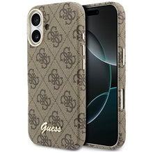 Заредете изображение във визуализатора на галерията – GUESS case for IPHONE 17 compatible with MagSafe GUHMP17S5P4FWMSW (PU FW 4G Script) brown
