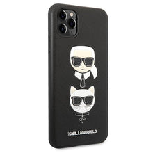 Заредете изображение във визуализатора на галерията – Karl Lagerfeld Saffiano Karl&amp;Choupette Head case for iPhone 11 Pro Max - black
