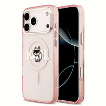 Заредете изображение във визуализатора на галерията – KARL LAGERFELD case for IPHONE 17 Pro Max compatible with MagSafe KLHMP17XHGCHGKBP (IML Choupette Sketch Logo) pink
