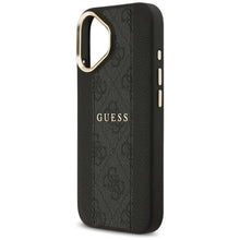 Заредете изображение във визуализатора на галерията – GUESS case for IPHONE 17 compatible with MagSafe GUHMP17SPG4SEMCK (PU W/ 4G Stripe) black
