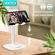 Заредете изображение във визуализатора на галерията – Choetech H035 aluminum stand for a phone or tablet with adjustment - white and silver
