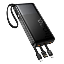 Заредете изображение във визуализатора на галерията – Powerbank 10000 mAh QC PD 2A 22,5W with built-in cables USB A + USB C + Lightning + Micro USB Hoco J156 black
