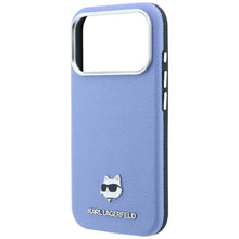 Заредете изображение във визуализатора на галерията – KARL LAGERFELD case for IPHONE 18 Pro Max/ 17 Pro Max compatible with MagSafe (Grained Choupette Head Metal) light blue
