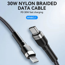 Заредете изображение във визуализатора на галерията – Wozinsky WNBCL1 Lightning / USB-C PD 30W cable 1 m - black
