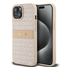 Заредете изображение във визуализатора на галерията – Original Case DKNY hardcase Leather Mono Stripe &amp; Metal Logo DKHCP15MPRTHSLP for Iphone 15 Plus/14 Plus pink
