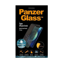 Заредете изображение във визуализатора на галерията – PanzerGlass E2E Super+ Microfracture antibacterial tempered glass for iPhone 12 mini - with black frame
