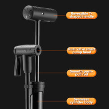 Заредете изображение във визуализатора на галерията – Rockbros 42310006001 bicycle pump with pressure gauge - black

